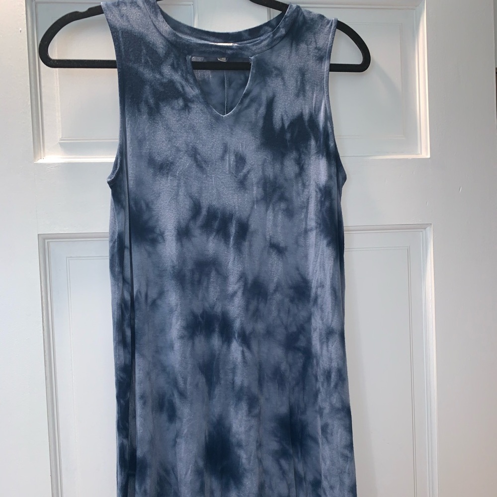 Blue and navy tie dyed dress